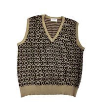 80s VTG Tricots St.Raphael Mens Sz M Cotton Sweater Vest Tan Maroon Gree... - $39.20