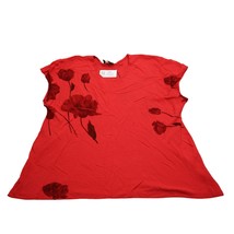 Laura Fantini For Jeffrey Dara Shirt Womens 16 Red Floral Short Sleeve Top - £17.88 GBP