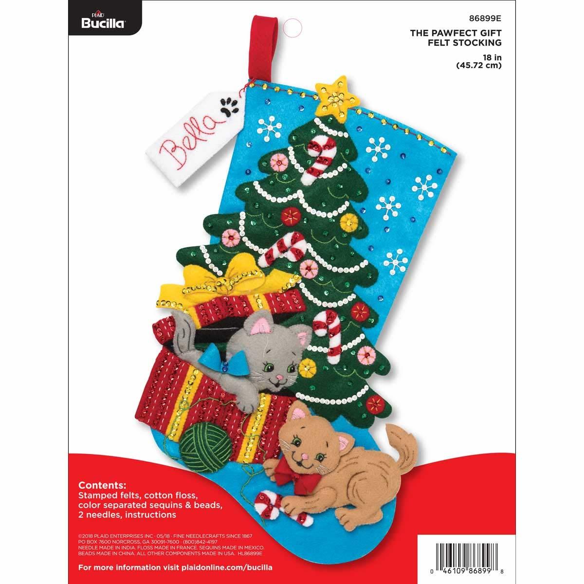 Bucilla 18-inch Christmas Stocking Felt Applique Kit, 86899E Pawfect Gift, Multi - $27.25