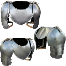 Medieval Iron Gorget Spaulders Arm Shoulder Set Viking Crusader Pauldrons Armor - £36.75 GBP