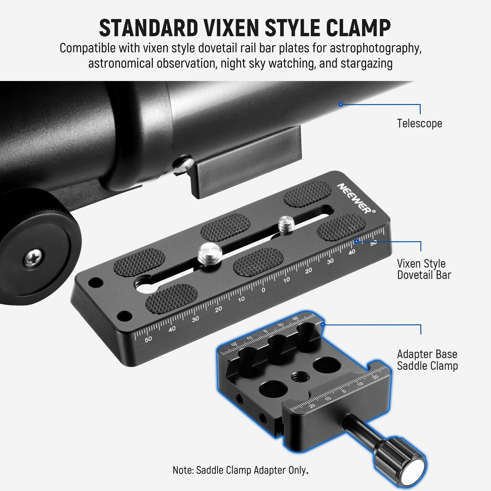 NEEWER Telescope Tripod Adapter Base Saddle Clamp for Vixen Style Dovetail Bars - $70.29