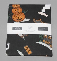 Rachel Ashwell HALLOWEEN Pumpkins Haunted House Bats 60 x 84 Black Tablecloth - £31.43 GBP