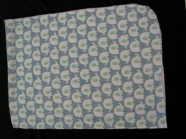 CARTER&#39;S 28&quot;X 36&quot; BLUE WHITE GREEN ELEPHANT FLANNEL RECEIVING BABY BLANKET - $308.63 MXN