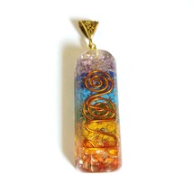 Seven Chakra Orgone Pendent with 7 Natural Gemstone &amp; Copper Coil inside... - £6.32 GBP