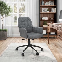 Techni Mobili Modern Grey Tufted Upholstered Office Chair with Arms - $4,484.67 MXN
