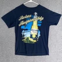 Corona Extra Beer T-Shirt Adult M Blue Mens Island Relax Responsibly Gra... - $15.87