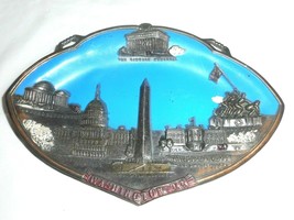 Washington DC Monuments Souvenir Oval Tray Casted Metal Blue Enamel Made... - £11.78 GBP