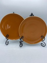 Vintage 8 in Salad Plates Accent Orange Burnt Umber-Orange IROQUOIS Set of 2  - £13.44 GBP