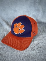 Clemson Tigers Fitted Hat Cap Zephyr Size Medium Large Orange Purple Mesh - £19.37 GBP