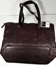 IRIS TYLER Large 17&quot; x 13&quot; Leather Tote Handbag Dark Brown Style #10080 ... - $59.39