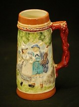 Vintage 1981 Handpainted Ceramic Beer Stein Dancing Around Tree Signed Paul - $17.81