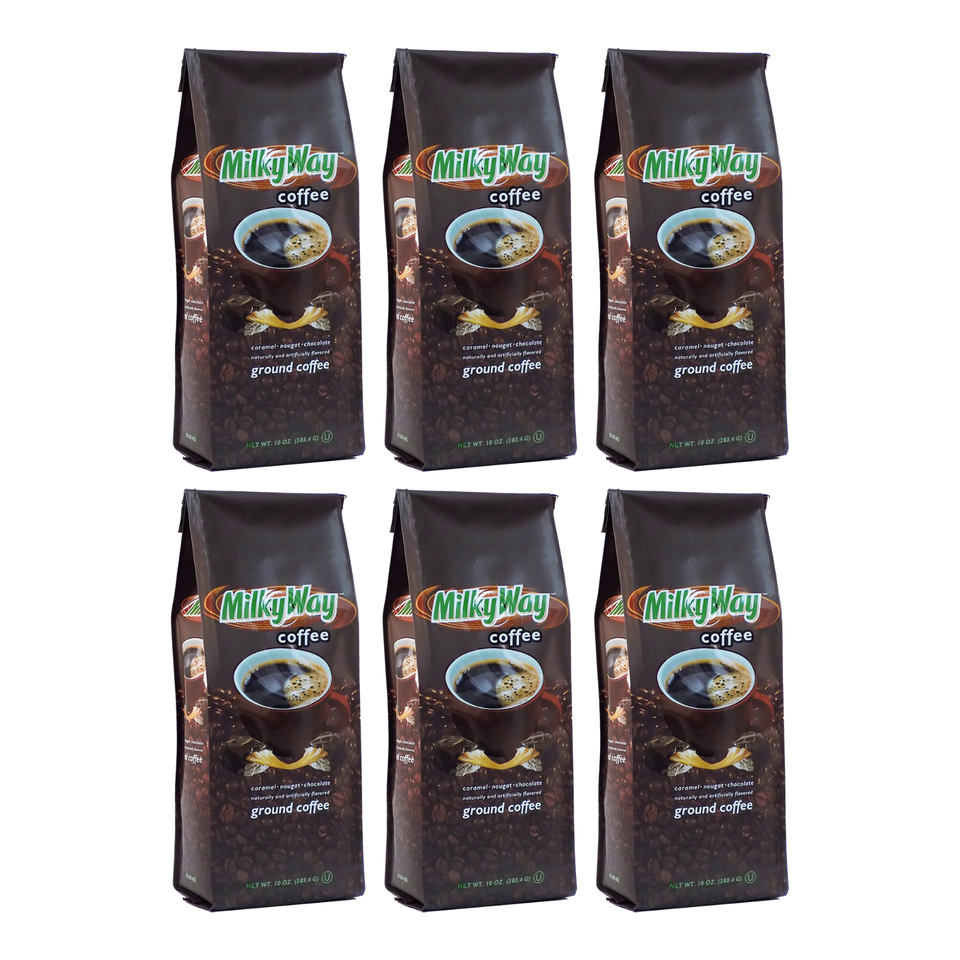 Milky Way Caramel, Nougat & Chocolate Flavored Ground Coffee, 10 oz bag, 6-pack - $48.00