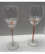 Orrefors Type Crystal Orange Stem Glasses Set of 2 - $108.66 CAD