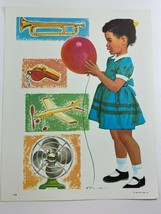 VTG 1967 Print Teaching Picture Mid Century DCC Pub Girl Child Balloon - £21.06 GBP