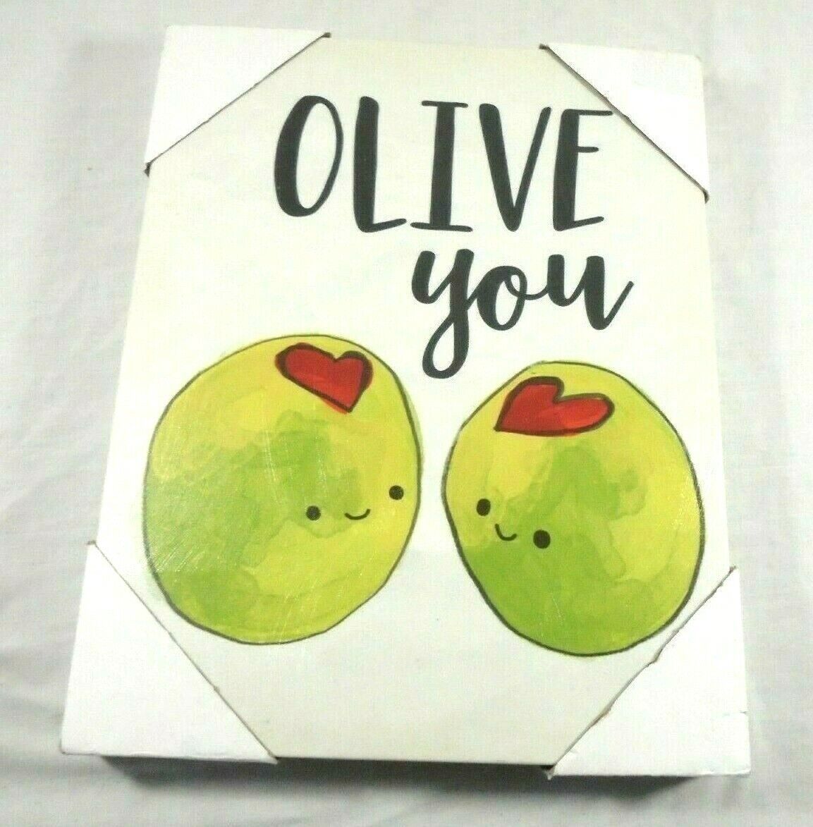 Designs Direct "Olive You" olives food romance love canvas print rectangle NEW - $13.35