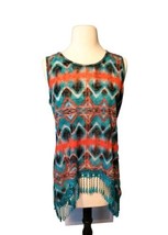 Madison &amp; Berkeley Top Sleeveless Boho Fringe Top Size Large Round Neck  - $12.93