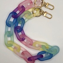 Frosted acrylic rainbow colours chunky chain link strap, gold hardware - $28.36