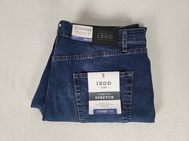 IZOD Dove Blue Sportsflex Slim Fit Straight Leg Denim Jeans 38X32 Mens I... - $28.99
