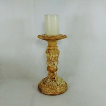 Candle Holder Pillar Column Taper Ceramic Distressed Finish Ornate 12&quot; - £22.75 GBP