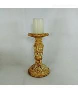 Candle Holder Pillar Column Taper Ceramic Distressed Finish Ornate 12&quot; - £22.69 GBP
