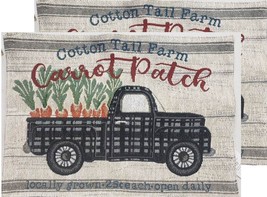 Set Of 2 Same Tapestry Placemats, 13&quot;x18&quot;,CARROT Patch Truck,Cotton Tail Farm,Wh - £11.10 GBP