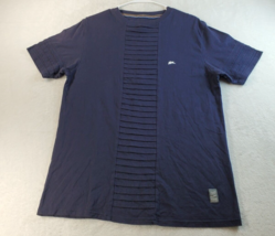 A. Tiziano T Shirt Mens Large Navy 100% Cotton Knit Short Sleeve Round Neck Logo - £6.34 GBP