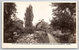 South Sudbury MA Longfellows Wayside Inn Old Fashioned Garden RPPC Postcard V26 - £5.48 GBP