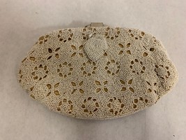 Vintage 1930&#39;s White Beaded Evening Bag, Wedding Clutch, Made in Belgium - £34.51 GBP