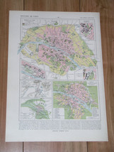 1925 Vintage Historical Map Of Paris In 1789 / France - $27.08