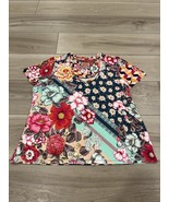 Johnny Was Nellie Patchwork Multicolor Short Sleeve Favorite T-Shirt Top... - €59,10 EUR