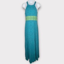 PRANA blue/teal print athleisure maxi tank dress with shelf bra size small - £34.23 GBP
