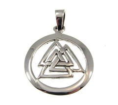 Handcrafted Solid 925 Sterling Silver Norse Viking God Odin VALKNUT Pendant - £20.12 GBP