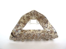 Triangle shaped gray abalone sea shell effect hair claw clamp clip fine thin - £10.32 GBP