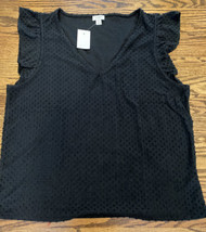 NEW JCrew Factory Women’s Flutter Sleeve Clip Dot Top Black Size Large NWT - £22.91 GBP