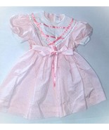 Youngland Vintage Girls Dress Size 5 Pink Ribbon Twirly w/Belt 80s Puff Sleeve - £15.87 GBP