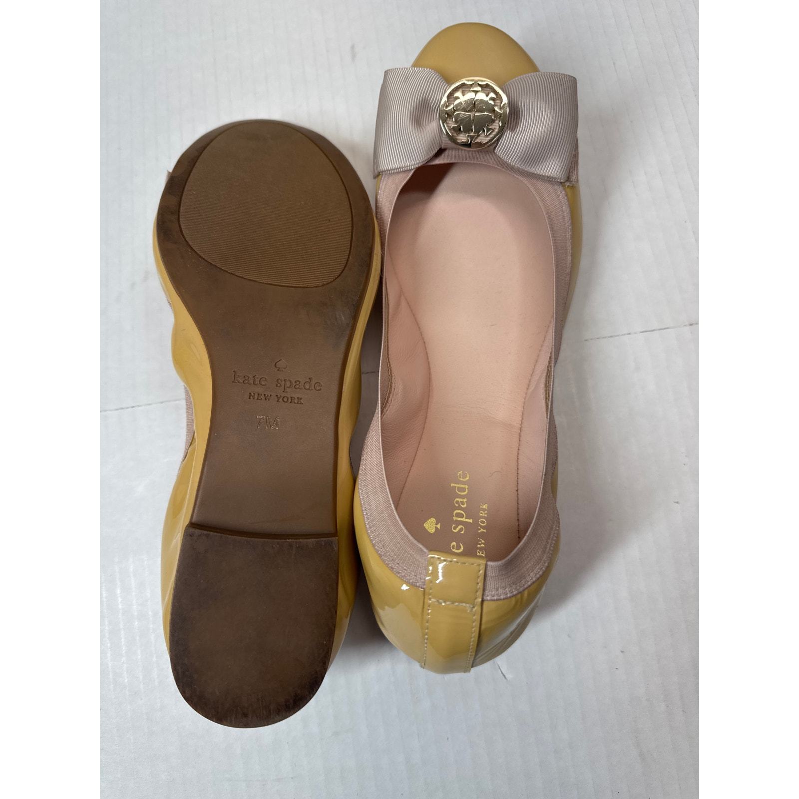 KATE SPADE Nude Patent Leather Ballet Flats With Bow And Elastic Logo Size 7 Item image 4