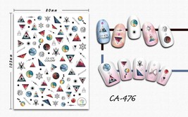 Nail art 3D stickers decal red blue planets triangle circle arrows stars CA476 - £2.54 GBP