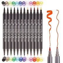 Vibrant 12 Colors Dual Brush Pens Set for Calligraphy, Watercolor, and Art Proje - £19.87 GBP