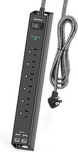 Surge Protector Power Strip Extension Cord with 6 AC Outlets 4 USB 2 USB C Ports - £29.88 GBP