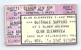 Butthole Surfers Concert Ticket Stub Novembre 11 1987 Dallas Texas - £32.42 GBP