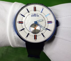 invicta vintage circular blue quartz watch mother of pearl dial/mesh bra... - $329.90