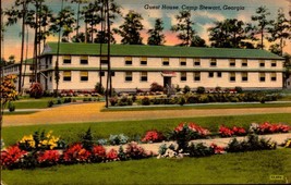 1943 Georgia Linen  Postcard - Camp Stewart - Guest House - Military bk47 - £1.55 GBP