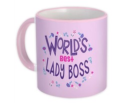 Worlds Best LADY BOSS : Gift Mug Great Floral Profession Coworker Work Job - £15.72 GBP