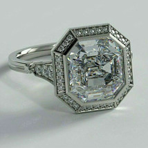 4Ct Asscher Cut Cubic Zirconia Halo Engagement Wedding Ring 925 Sterling Silver - £84.77 GBP