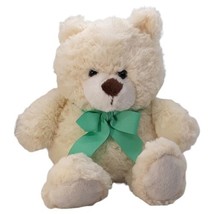 Animal Adventure 2018 Cream White Teddy Bear Teal Green Bow Plush Stuffed 10&quot;Toy - £9.74 GBP