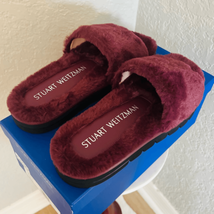 Stuart Weitzman Elodie Chill Faux Fur Slide Slipper Sandal Size 9 Cranberry Nwt - £118.56 GBP