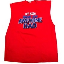 GILDAN &quot;MY KIDS HAVE AN AWESOME DAD&quot; RED MEN LARGE TANK TOP NEW - £10.20 GBP