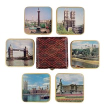 Win-El-Ware Vintage Coasters in Original Wood Box London England Landmarks 3.5&quot; - £10.23 GBP