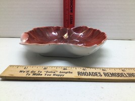 Vintage Small Candy/ Trinket Dish Leaf-Shaped Red w/Gold Trim - £9.41 GBP