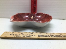 Vintage Small Candy/ Trinket Dish Leaf-Shaped Red w/Gold Trim - £9.34 GBP